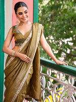 Lovely Green Color Tissue Fabric Casual Saree