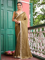 Lovely Green Color Tissue Fabric Casual Saree
