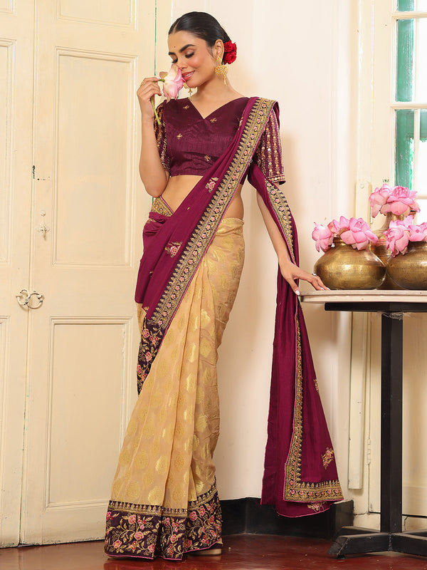 Lovely Wine Color Rayon Fabric Casual Saree