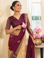 Lovely Wine Color Rayon Fabric Casual Saree