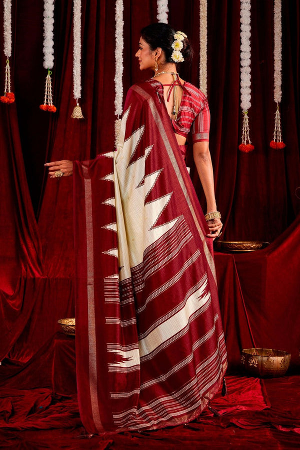 Beautiful Maroon Color Silk Fabric Casual Saree