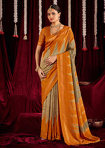 Beautiful Beige Color Silk Fabric Casual Saree