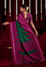 Beautiful Green Color Silk Fabric Casual Saree