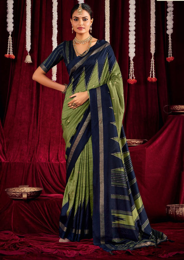 Beautiful Green Color Silk Fabric Casual Saree