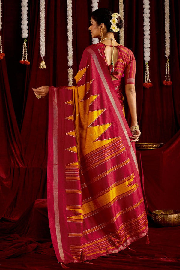 Beautiful Yellow Color Silk Fabric Casual Saree