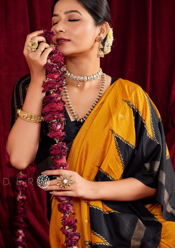 Beautiful Yellow Color Silk Fabric Casual Saree