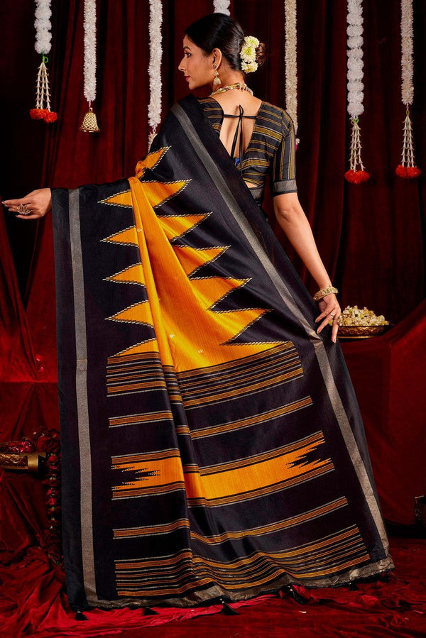 Beautiful Yellow Color Silk Fabric Casual Saree