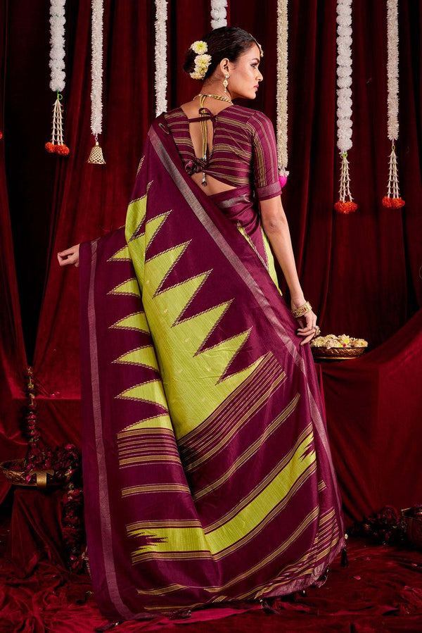 Beautiful Green Color Silk Fabric Casual Saree