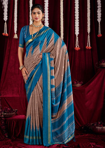 Beautiful Brown Color Silk Fabric Casual Saree
