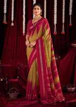 Beautiful Mustard Color Silk Fabric Casual Saree