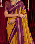 Beautiful Mustard Color Silk Fabric Casual Saree