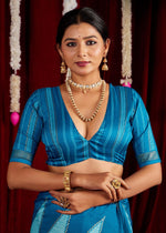 Beautiful Blue Color Silk Fabric Casual Saree