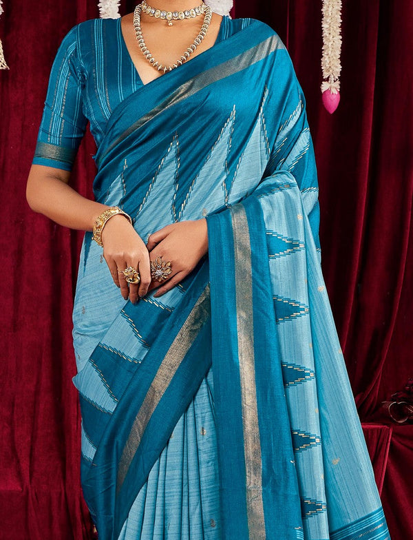 Beautiful Blue Color Silk Fabric Casual Saree
