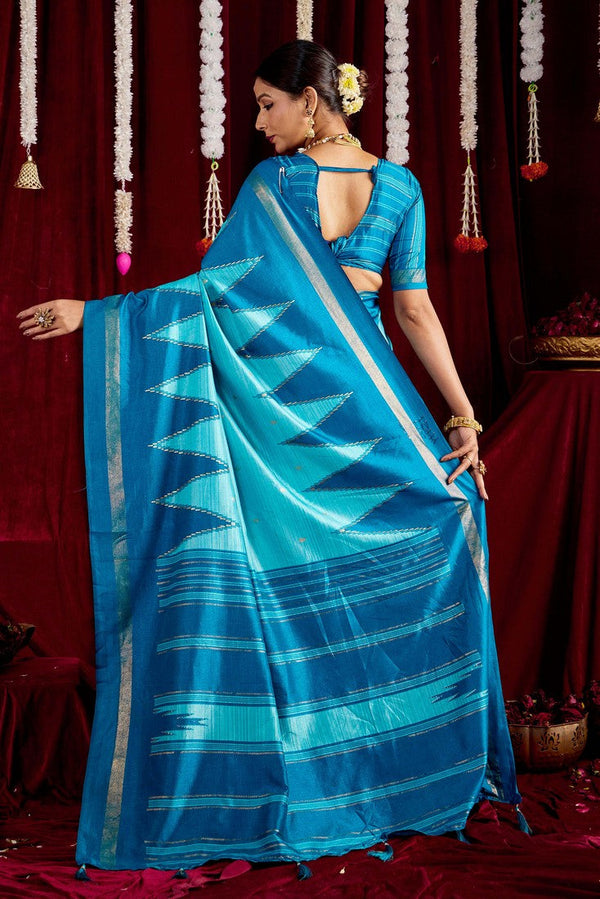 Beautiful Blue Color Silk Fabric Casual Saree