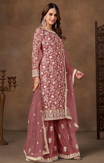 Divine Pink Color Net Fabric Plazzo Suit