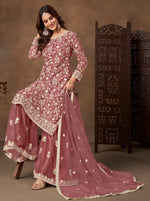 Divine Pink Color Net Fabric Plazzo Suit