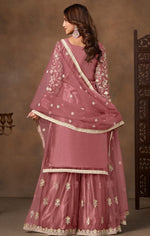 Divine Pink Color Net Fabric Plazzo Suit
