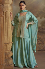 Lovely Aqua Color Viscose Fabric Plazzo Suit