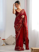 Amazing Red Color Georgette Fabric Partywear Saree