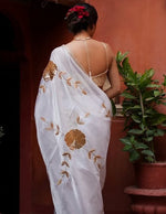 Amazing White Color Silk Fabric Partywear Saree