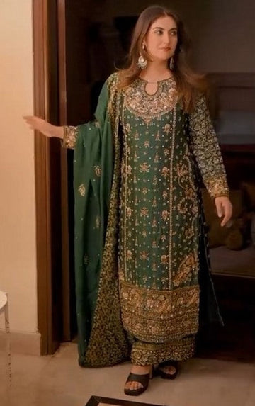 Lovely Green Color Georgette Fabric Plazzo Suit