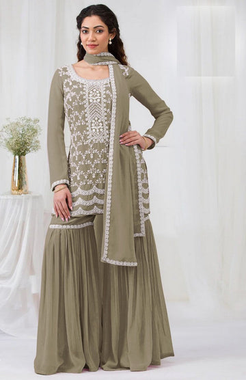 Divine Green Color Georgette Fabric Plazzo Suit