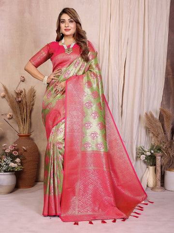 Graceful Green Color Banarasi Fabric Partywear Saree