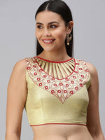 Lovely Golden Color Art Silk Fabric Blouse