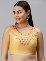 Lovely Golden Color Art Silk Fabric Blouse