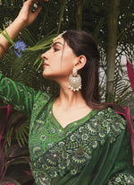 Elegant Green Color Shimmer Fabric Designer Saree