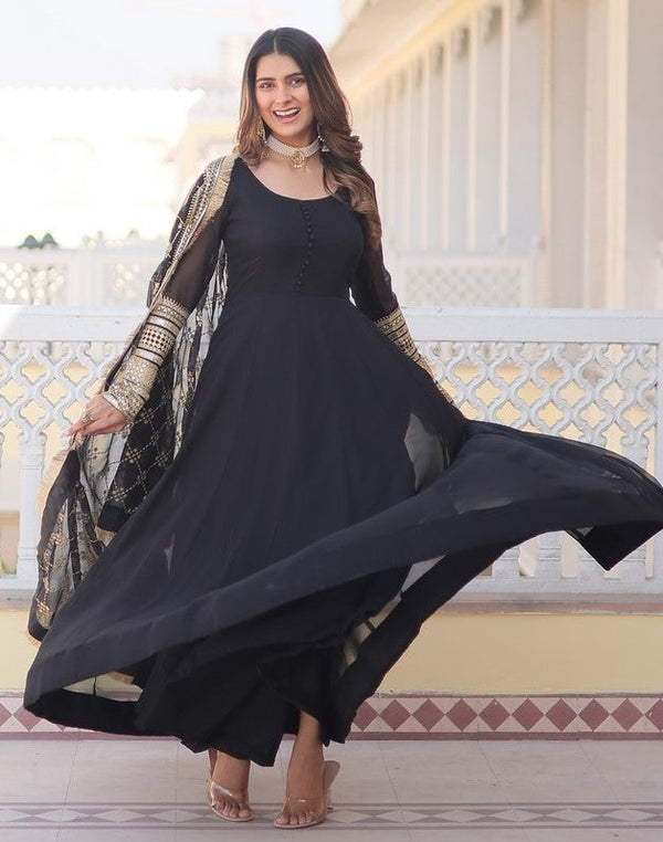 Superb Black Color Georgette Fabric Gown