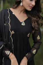 Beautiful Black Color Georgette Fabric Designer Suit
