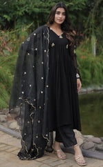 Beautiful Black Color Georgette Fabric Designer Suit