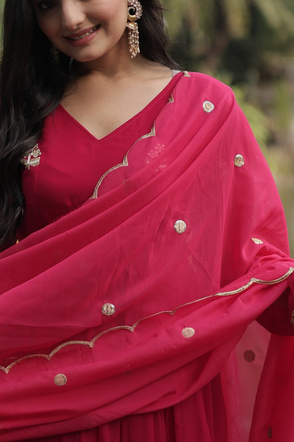 Beautiful Pink Color Georgette Fabric Designer Suit