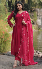 Beautiful Pink Color Georgette Fabric Designer Suit