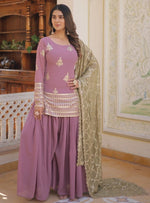 Beautiful Purple Color Georgette Fabric Designer Suit