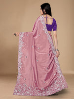 Grand Pink Color Chinon Fabric Designer Saree