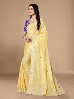 Grand Yellow Color Chinon Fabric Designer Saree