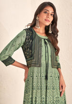 Striking Green Color Cotton Fabric Designer Kurti