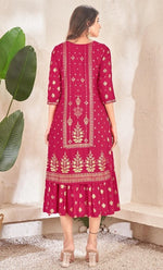 Striking Pink Color Cotton Fabric Designer Kurti