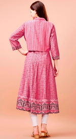 Striking Pink Color Cotton Fabric Designer Kurti