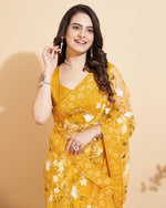 Elegant Yellow Color Net Fabric Designer Saree