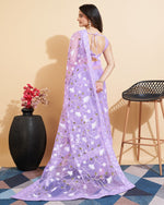 Elegant Purple Color Net Fabric Designer Saree