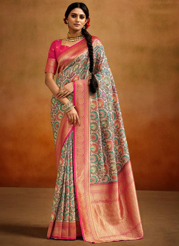 Lovely Multi Color Banarasi Fabric Designer Saree
