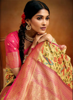 Lovely Yellow Color Banarasi Fabric Designer Saree