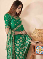 Beauteous Green Color Silk Fabric Designer Saree