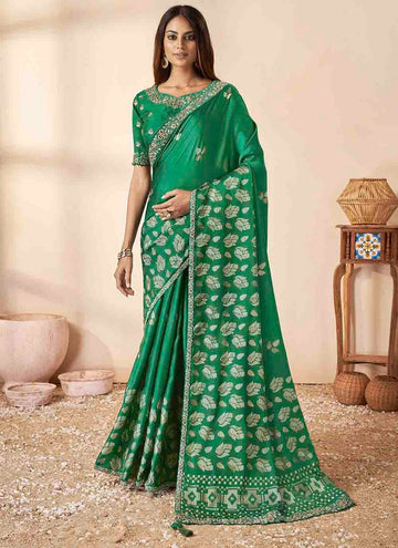 Beauteous Green Color Silk Fabric Designer Saree