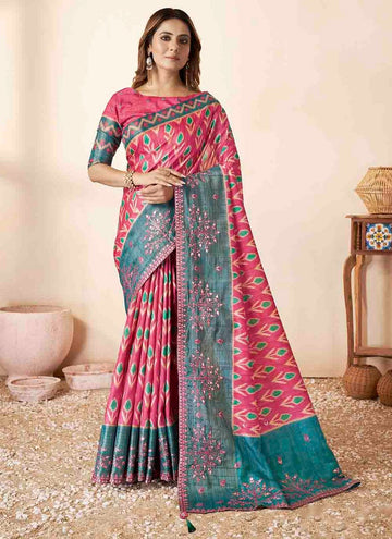 Beauteous Pink Color Silk Fabric Designer Saree