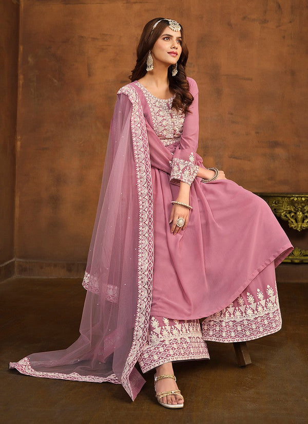 Dazzling Pink Color Georgette Fabric Sharara Suit
