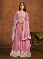 Dazzling Pink Color Georgette Fabric Sharara Suit
